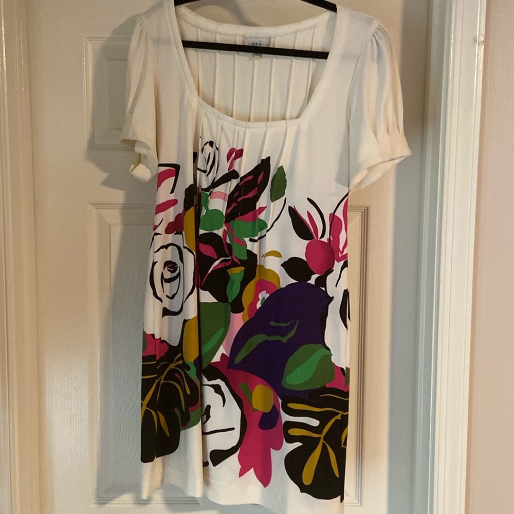ECI - white abstract floral dress